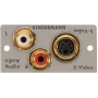 Snap-in plokštelė Kindermann 7444-531 — RCA x2 ir Mini-DIN 4 kontaktų
