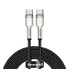 USB-C į USB-C laidas Baseus Cafule Metal — 2 m, 100W įkrovimas, USB 2.0 (480 Mbps), cinkuoti kontaktai, juoda