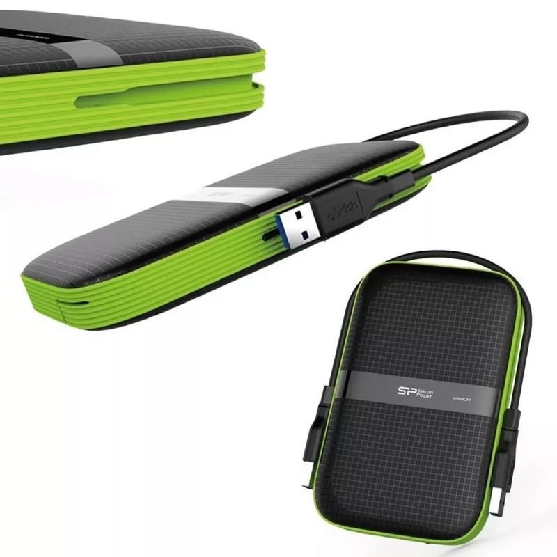 SILICON POWER Armor A60 - Festplatte - 5TB - extern (tragbar) - 2.5 (6,4 cm) - USB 3,1 Gen 1 - Schwarz (SP050TBPHDA60S3K)