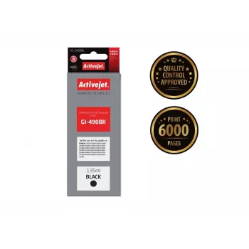 Rašalo kasetė ActiveJet AC-G490Bk Juoda, suderinama su Canon GI-490BK, pigmentinis juodas, 135 ml, didelės (XL) talpos