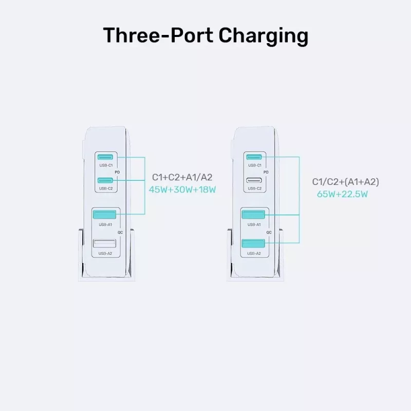 Unitek Desk Charger P1229ABK01-EU 100W su 2× USB-A ir 2× USB-C