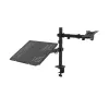 Akyga AK-MB-04 stalinis monitoriaus laikiklis su nešiojamojo kompiuterio padėklu, 15-32 col., 2x 10 kg, VESA 75x75 / 100x100, juodas