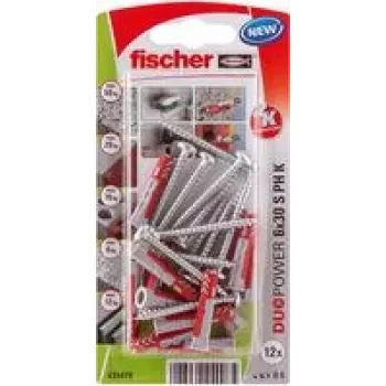 Fischer DuoPower 6 x 30 S PH K NV sieninis kaištis 30 mm 535479 1 rinkinys (535479)