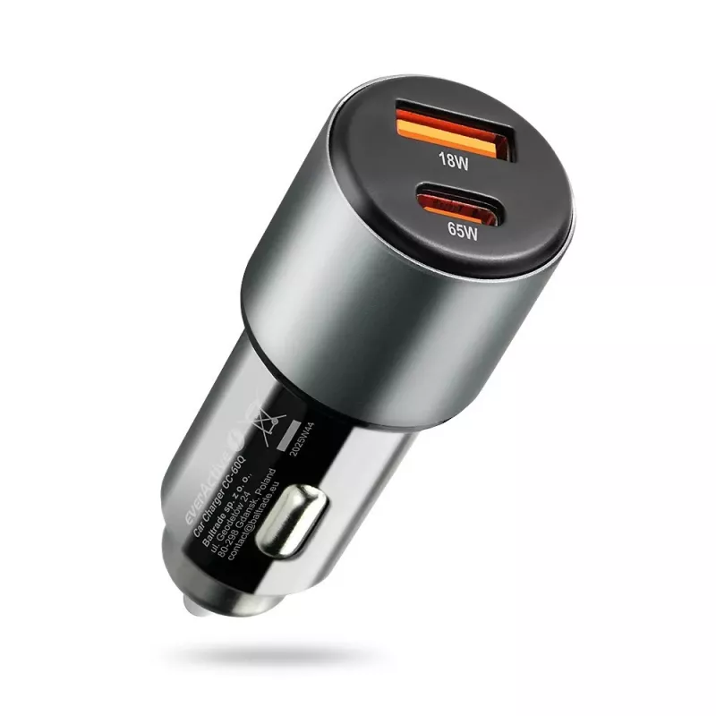 Automobilinis įkroviklis everActive CC-60Q, QC3.0, iki 83W, USB maitinimo adapteris automobiliui