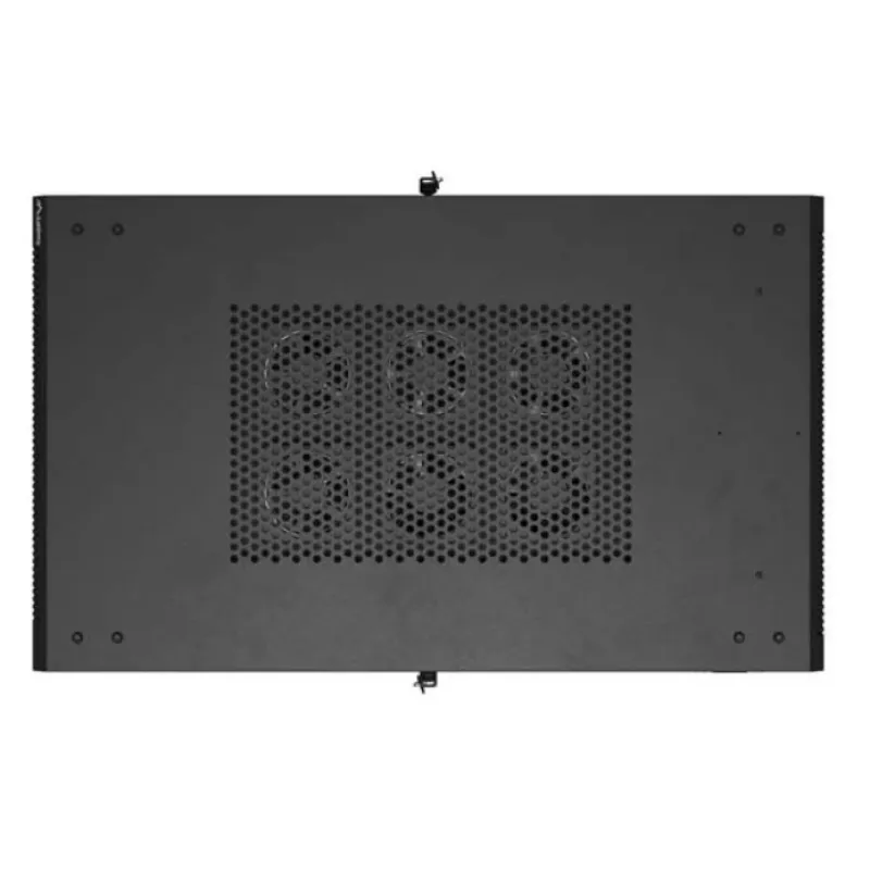 19 colių stelažinė spinta LANBERG 22U 600x1000 mm, juoda, stiklinės priekinės ir galinės durelės