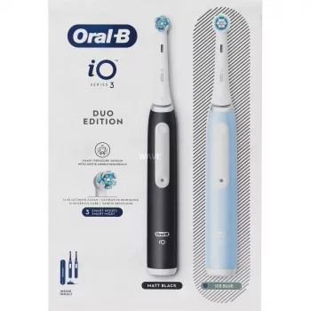 BRAUN Oral-B iO Series 3N elektrinis dantų šepetėlis — juoda/mėlyna, 2 rankenėlės