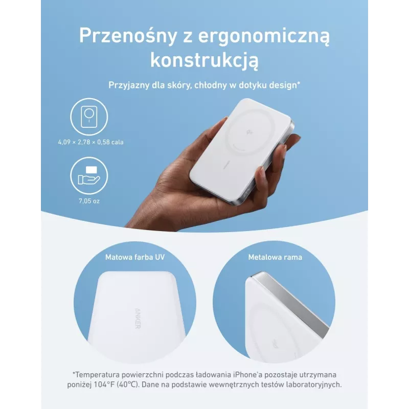 Anker MagGo Power Bank 10K belaidis magnetinis 10000 mAh baltas