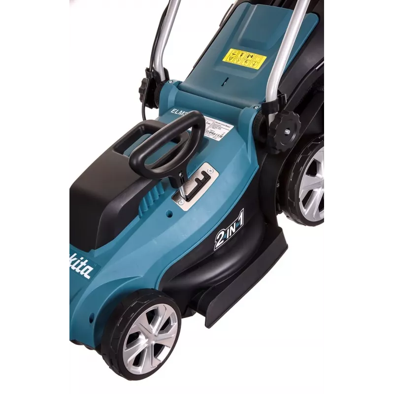 Elektrinė vejapjovė Makita ELM3320, varoma už nugaros, juoda/turkio spalvos, AC