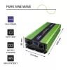 Qoltec Monolith įtampos keitiklis | Baterijos įkrovimas | UPS | 2000W | 4000W | 12V į 230V | Grynas sinusas | LCD juodas-žalias