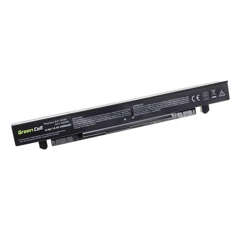Nešiojamojo kompiuterio baterija Green Cell AS68, skirta ASUS A450 A550 R510 X550 serijoms, Li-Ion 14,4 V 4400 mAh, 4 celės, juoda