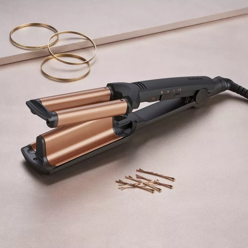 BaByliss Deep Waves garbanojimo lygintuvas, šiltai juodas, oranžinis, 98.4 cm (2.5 m)