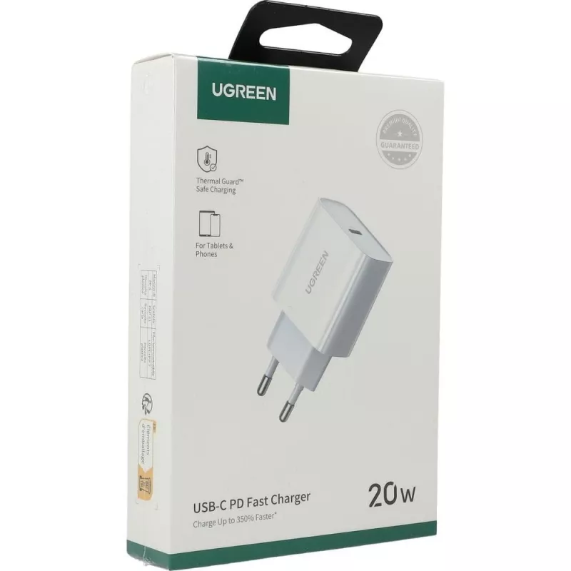 Ugreen USB Power Delivery 3.0 Quick Charge 4.0+ 20W 3A tinklo įkroviklis (baltas)