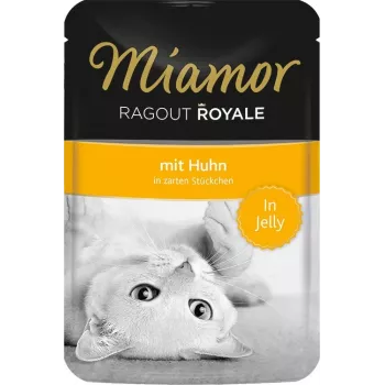Šlapias kačių ėdalas Miamor Ragout Royale in Jelly 100 g – Vištiena, suaugusioms katėms, pakelis