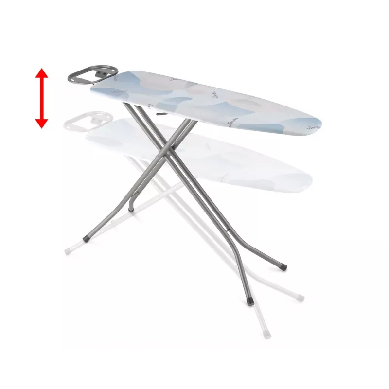 VILEDA Bravo Plus 143032 pilno dydžio lyginimo lenta – reguliuojamas aukštis 80–97 cm, plieninis tinklinis paviršius 380×1200 mm