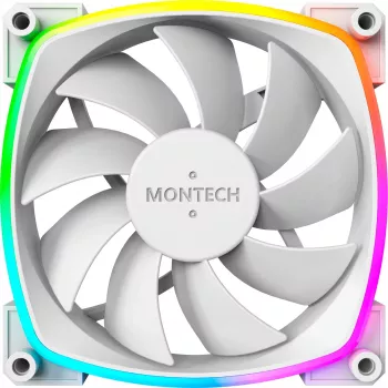 Montech AX120 120mm PWM ARGB korpuso ventiliatoriai, 3 vnt. rinkinys, balti