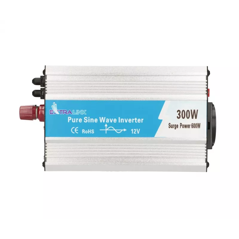 Įtampos keitiklis Extralink OPIP-300W 12V 300W grynas sinusas, aliuminio korpusas, aktyvus aušinimas