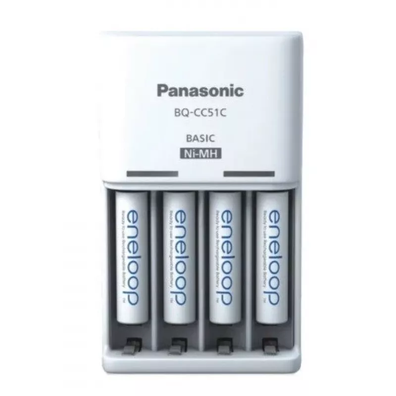 Baterijų kroviklis PANASONIC Eneloop Basic BQ-CC51 + 4x AAA 800 mAh (K-KJ51MCD04E)