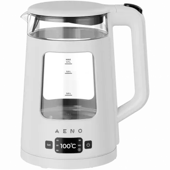 AENO elektrinis virdulys EK6: 1850-2200W, 2L, Strix, kvadratinis korpusas, permatomas dangtis, aukštai atsparus stiklas, LED apšvietimas, automatinis išsijungimas, apsauga nuo perdegimo