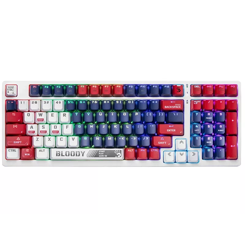 Žaidimų klaviatūra A4Tech Bloody S98, mechaninė, USB, Sports Navy, BLMS Red Plus