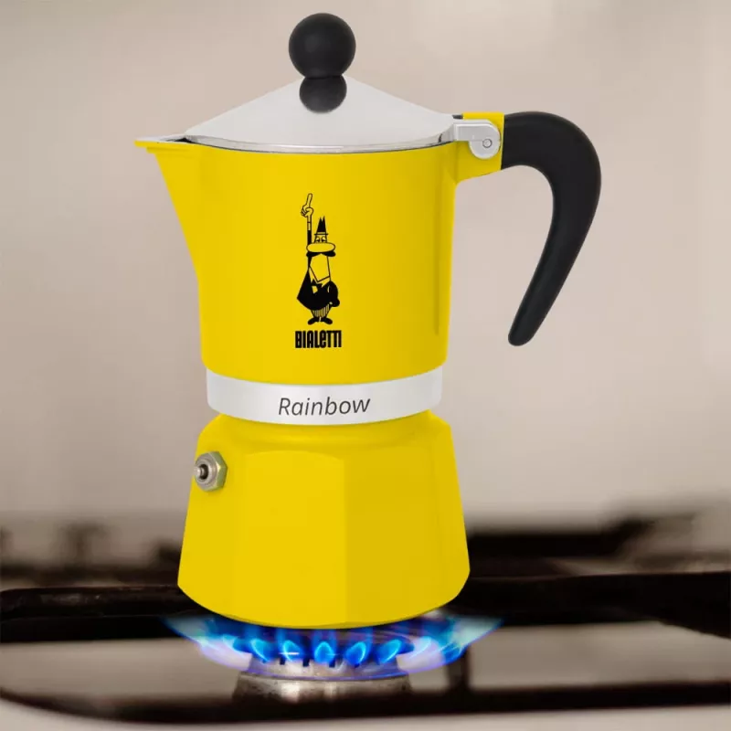 Moka puodas Bialetti Rainbow Black Yellow, 1 puodeliui