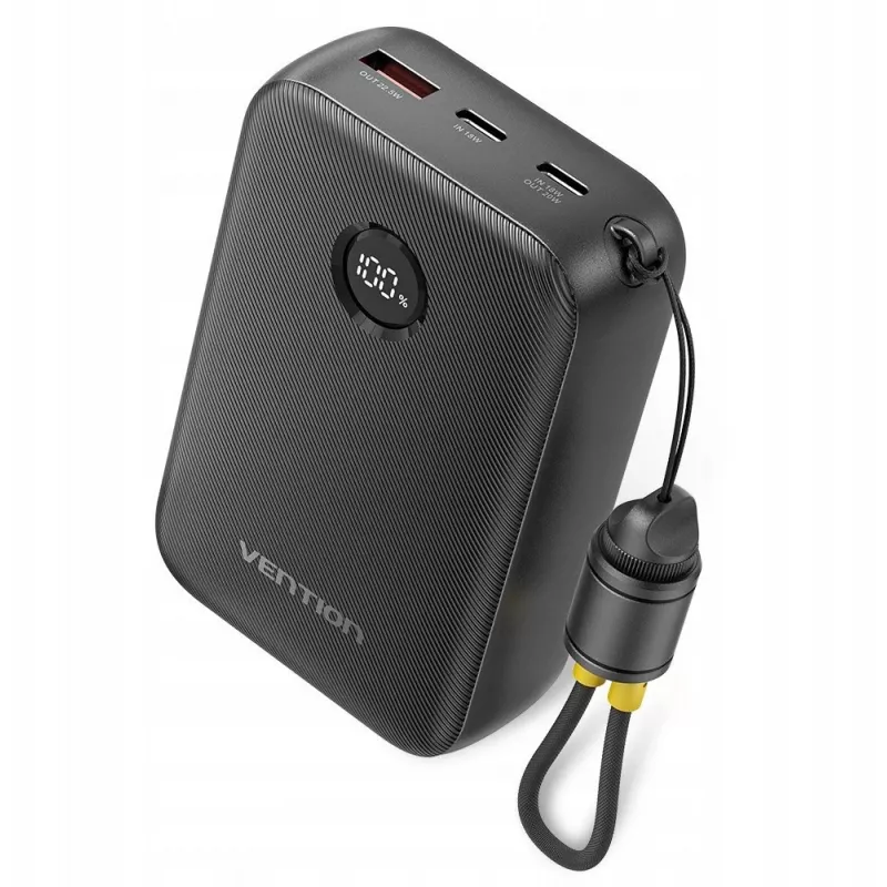 Nešiojamas įkroviklis Vention FKBB0-C 20000mAh power bank, 1x USB-A + 2x USB-C, Juoda