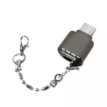 USB-C į microSD atminties kortelių skaitytuvas su raktų pakabuku