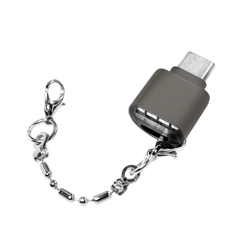 USB-C į microSD atminties kortelių skaitytuvas su raktų pakabuku
