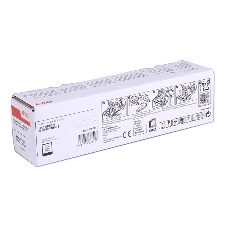 Oki B432 12K tonerio kasetė itin didelės išeigos juoda 45807111 OK06342