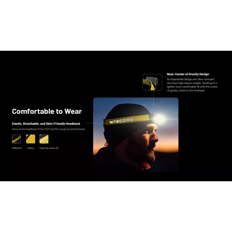 Nitecore NU27 žibintuvėlis juodas/geltonas LED galvos žibintas