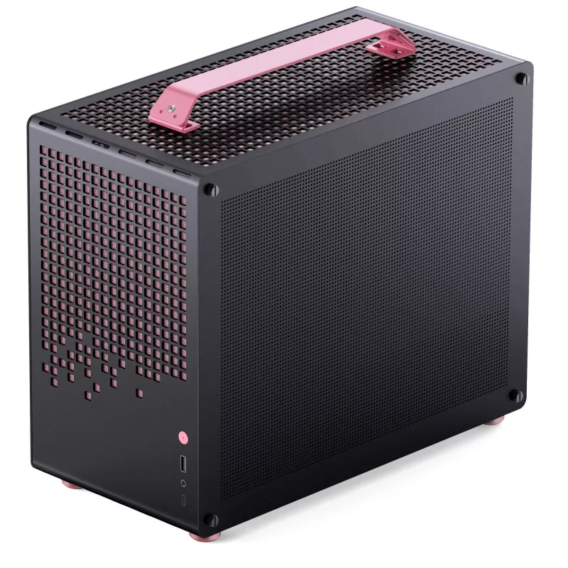 Jonsplus MATX Handle Case Z20 Black-Pink – Mini/Micro/Flex-ATX korpusas su nešimo rankena