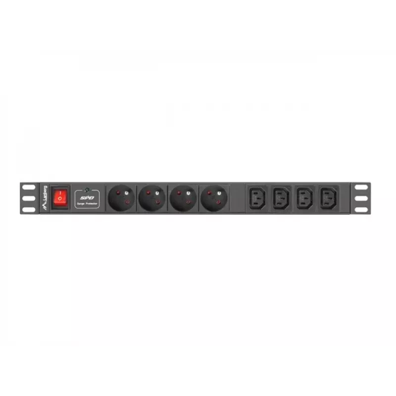 LANBERG PDU-04E04I-0200-BK 1U horizontalus maitinimo skirstytuvas, 4× C13, 16 A, 220–250 V, 2 m