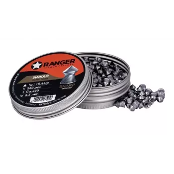 Šaudymo šratai RANGER PRORO 5.5 mm, diabolo formos, sidabriniai, 250 vnt., aliumininė dozatorė