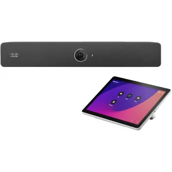 Cisco Webex Room Bar su stalo stovu ir Navigator pulteliu anglies spalvos