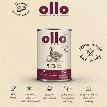 OLLO Pure Duck with apple šlapias šunų ėdalas - 400g