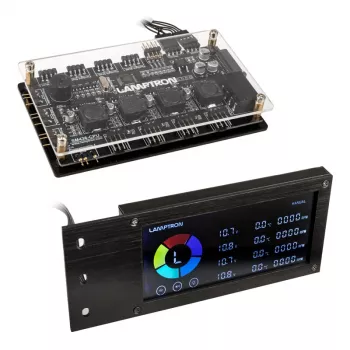 Lamptron SM436 PCI ventiliatorių ir RGB LED valdiklis, juodas