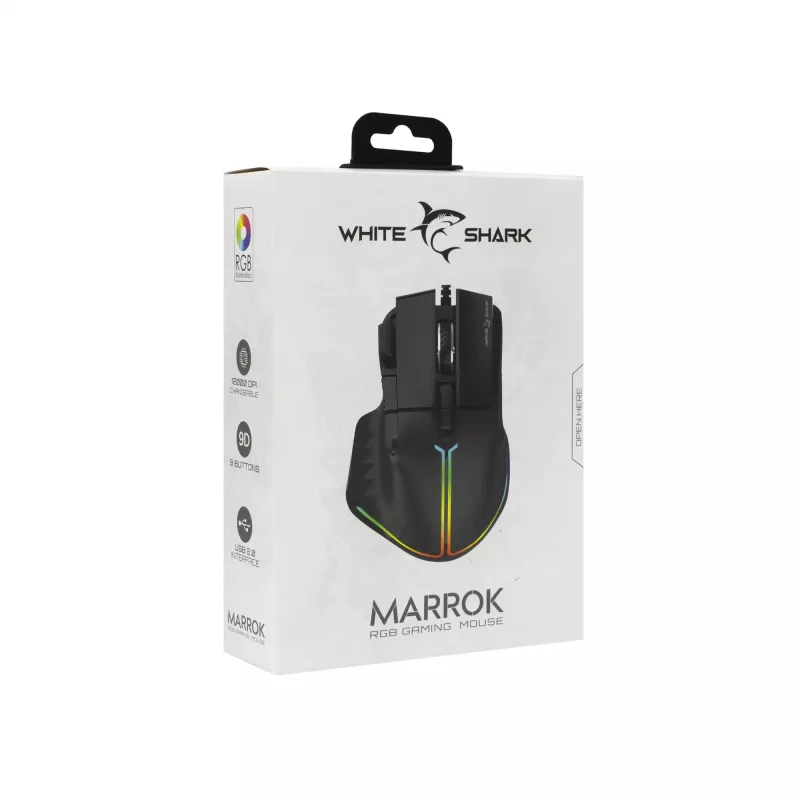 Pelė White Shark MARROK Black USB Type-A