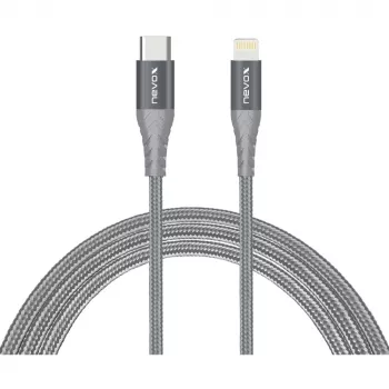 USB 2.0 adapterio laidas, USB-C kištukas > Lightning kištukas (sidabrinė/pilka, 1 m, PD, pintas)