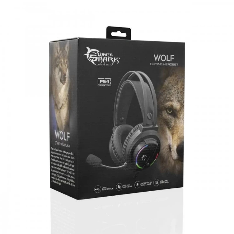 White Shark GH-2044 Wolf Black – laidinis žaidimų ausinių rinkinys