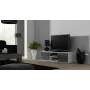 TV stovas cama meble SOHO 140 — 1400×430×370 mm, baltas viršus, medžio drožlių plokštė, baltas rėmas, balta/pilka blizgūs fasadai