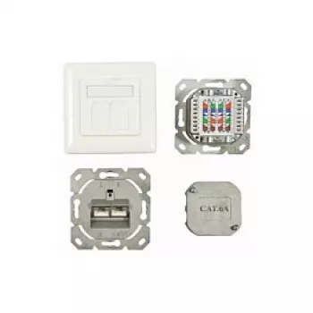 Synergy 21 S216358 - 2 x RJ-45 - 6a - Baltas - 80 mm x 80 mm - 5,6 cm