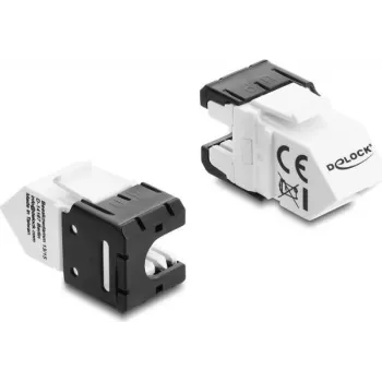 DELOCK Keystone modulis RJ45 lizdas į LSA Cat.6A 45° kampu, neekranuotas, 180°