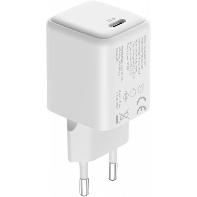 Sieninis USB C 35W 3A PD 3.0 QC 3.0 įkroviklis, baltas