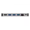 USB-C Dock 4K HDMI, USB 3.2 Gen 1, USB-A Hub, GbE, atminties kortelių skaitytuvas, 100W PD įkrovimas, nuimamas laidas U442-DOCK5D-GY