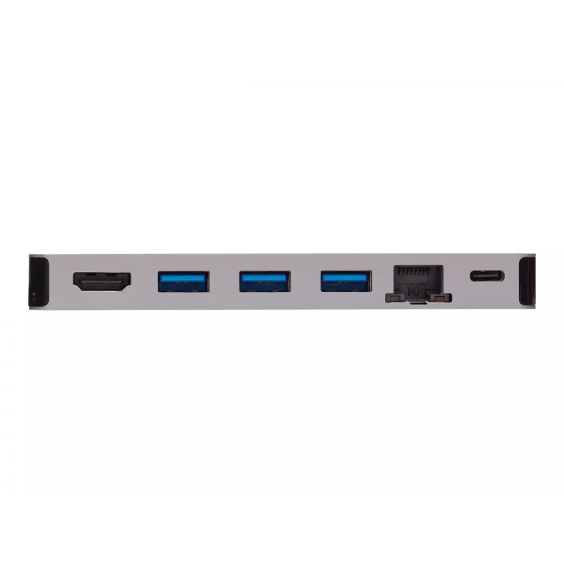 USB-C Dock 4K HDMI, USB 3.2 Gen 1, USB-A Hub, GbE, atminties kortelių skaitytuvas, 100W PD įkrovimas, nuimamas laidas U442-DOCK5D-GY