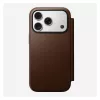 Odinė dėklo-knygelė Nomad Modern Leather Folio, skirta iPhone 17 Pro, ruda, 6,3 colio (16 cm), 4 kortelių kišenės
