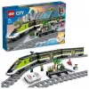 LEGO 60337 City Express keleivinis traukinys nuotolinio valdymo rinkinys su veikiančiais priekiniais žibintais, 2 vagonais ir 24 bėgių dalimis