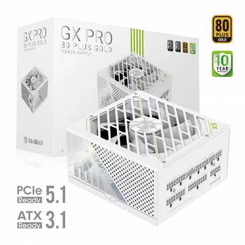 Gamemax GX PRO 1250G WH maitinimo blokas, 1250 W, 80 PLUS Gold, pilnai modulinis, baltas