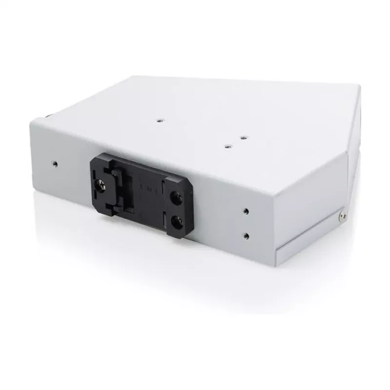 DIN bėgio skaidulinės optikos sujungimo skirstytuvas DIGITUS DN-96893 — kampuotas, 6 SC DX / LC Quad, aliuminis, pilkas