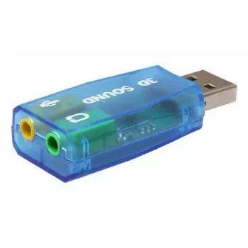 USB išorinė garso plokštė Gembird Virtus2 — USB sąsaja, 3.5 mm ausinės, mėlynas permatomas