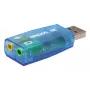 USB išorinė garso plokštė Gembird Virtus2 — USB sąsaja, 3.5 mm ausinės, mėlynas permatomas